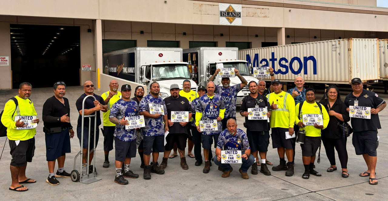 Island Distributing workers on Maui celebrate a new ILWU contract securing paid-out sick leave and wage increases.
